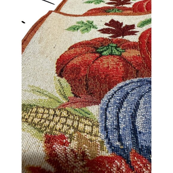Autumn Fall Harvest Pumpkin Tapestry Placemats Set of 4 Made in India 12" x 18" - Picture 4 of 7